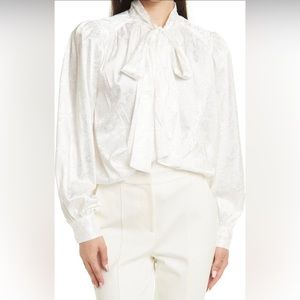 NWT Ronny Kobo Paola Tie Neck Long Sleeve Top